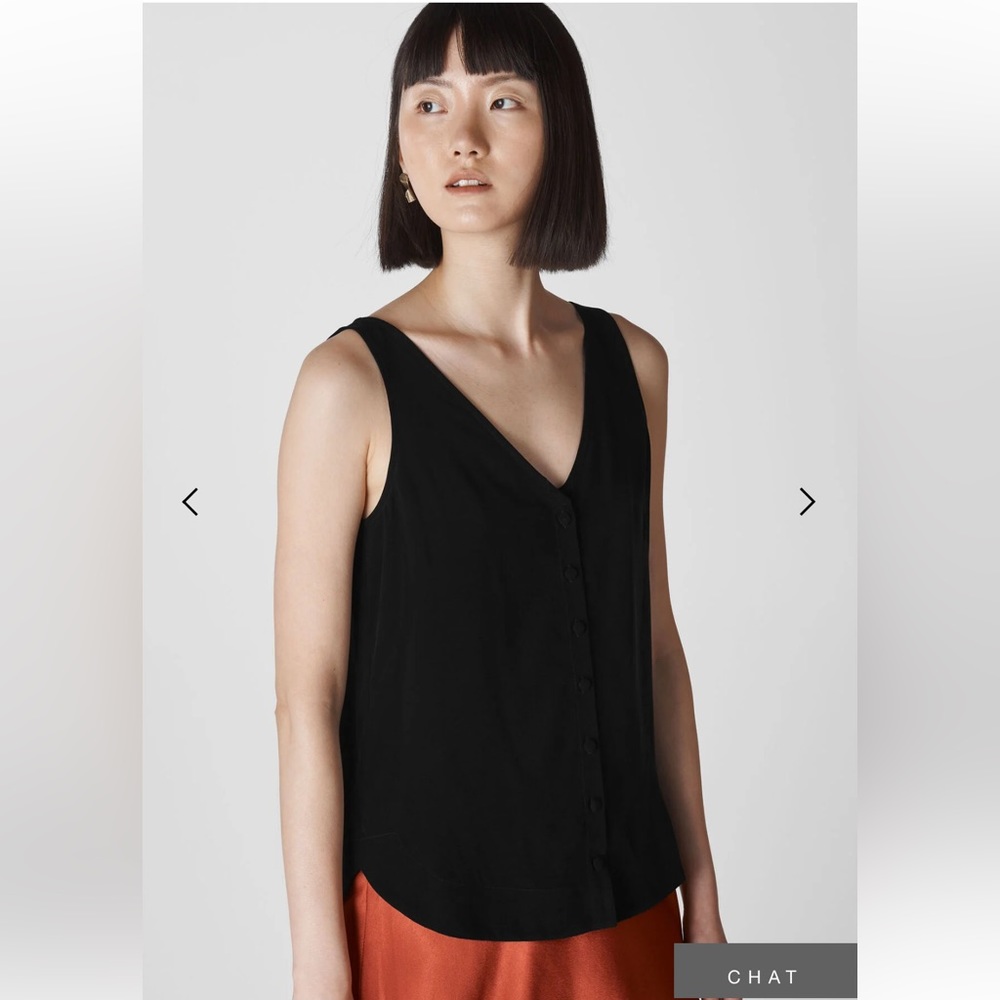 Whistles Bobbie Button Front Top in Black